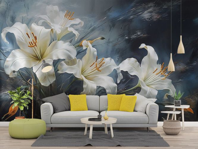 Lux Nocturne Lily 4D Mural Wallpaper