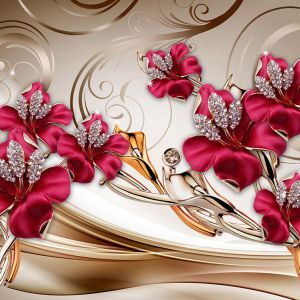 Crimson Jewel 4D Mural Wallpaper