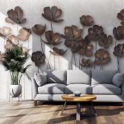 Metallic Florals 4D Mural Wallpaper