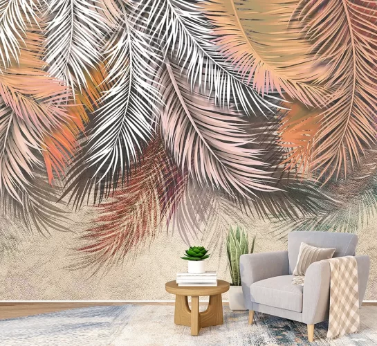 Tropical trees and leaves 4D Mural Wallpaper