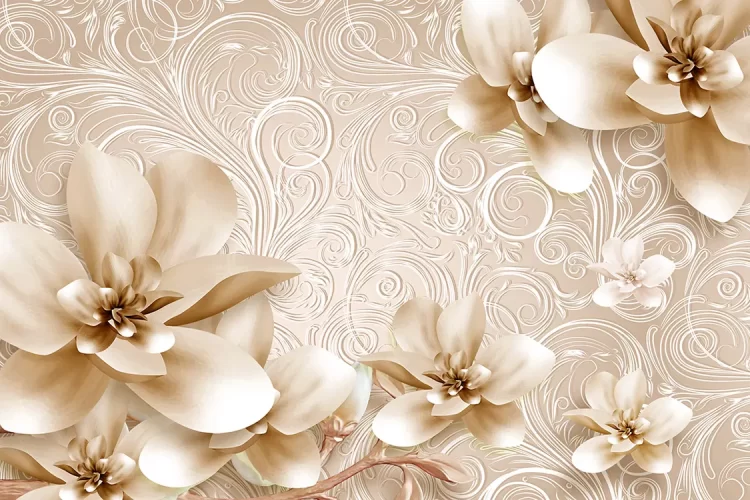 Elegant Flowers 4D Mural Wallpaper